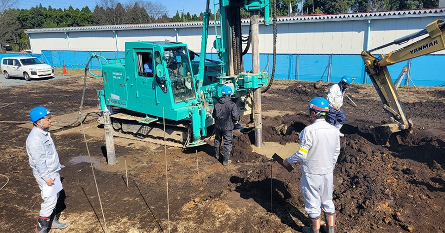 地盤改良工事現場
